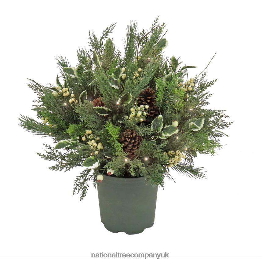 Greenery | National Tree Company 28 HGTV Home Collection Pre-Lit Holly and Berry Planter Filler F2L4F466